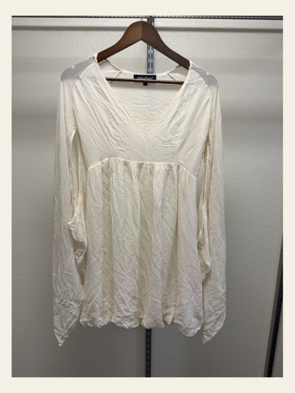 Adele Fado Cream Silk Empire-Waist Mini Dress, Bishop Sleeves, IT 38